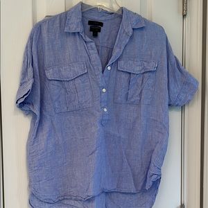 Blue Linen short sleeved shirt